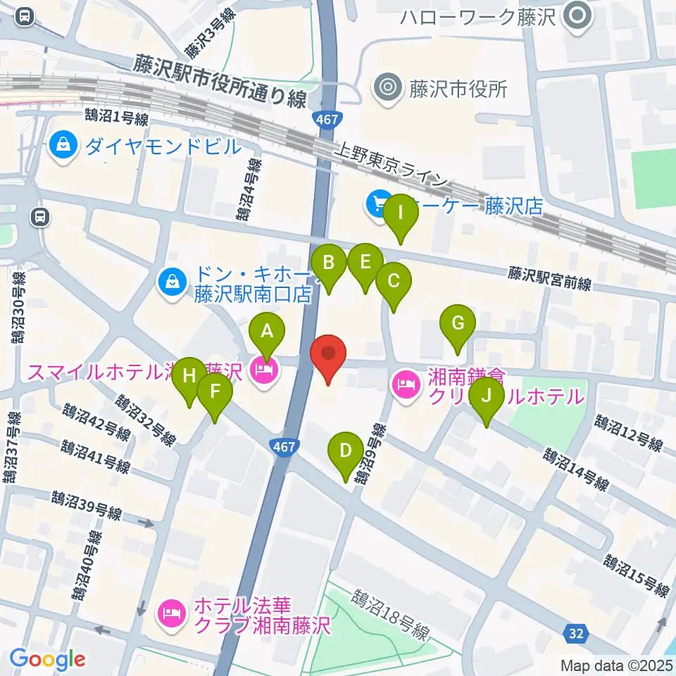 ミュージックアベニュー藤沢 ヤマハミュージック周辺の駐車場・コインパーキング一覧地図