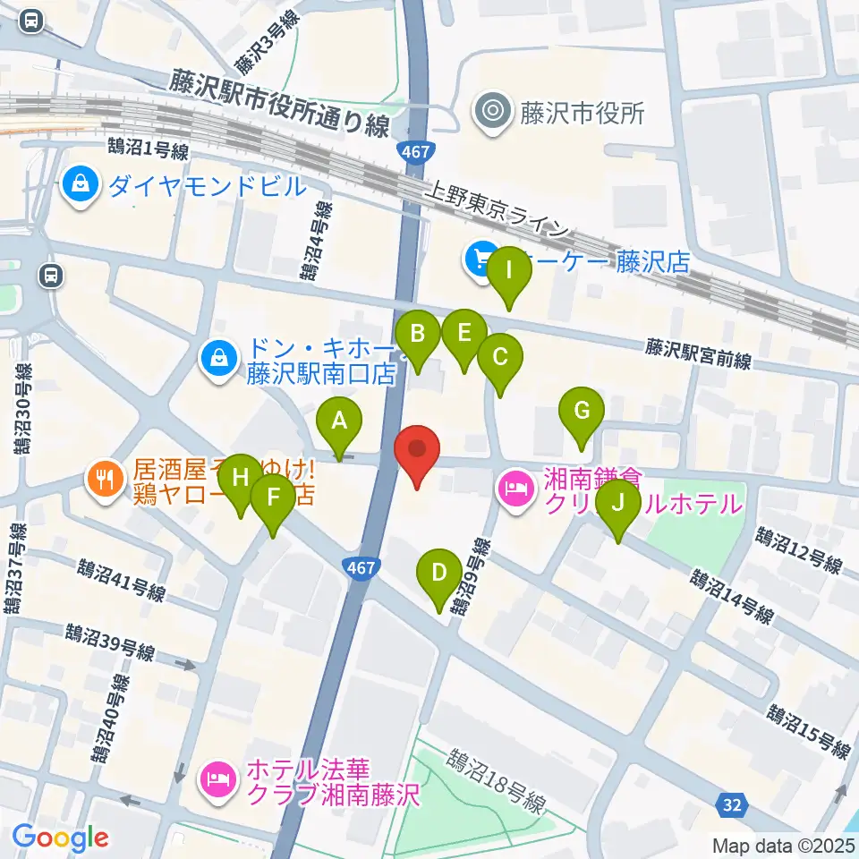 ミュージックアベニュー藤沢 ヤマハミュージック周辺の駐車場・コインパーキング一覧地図
