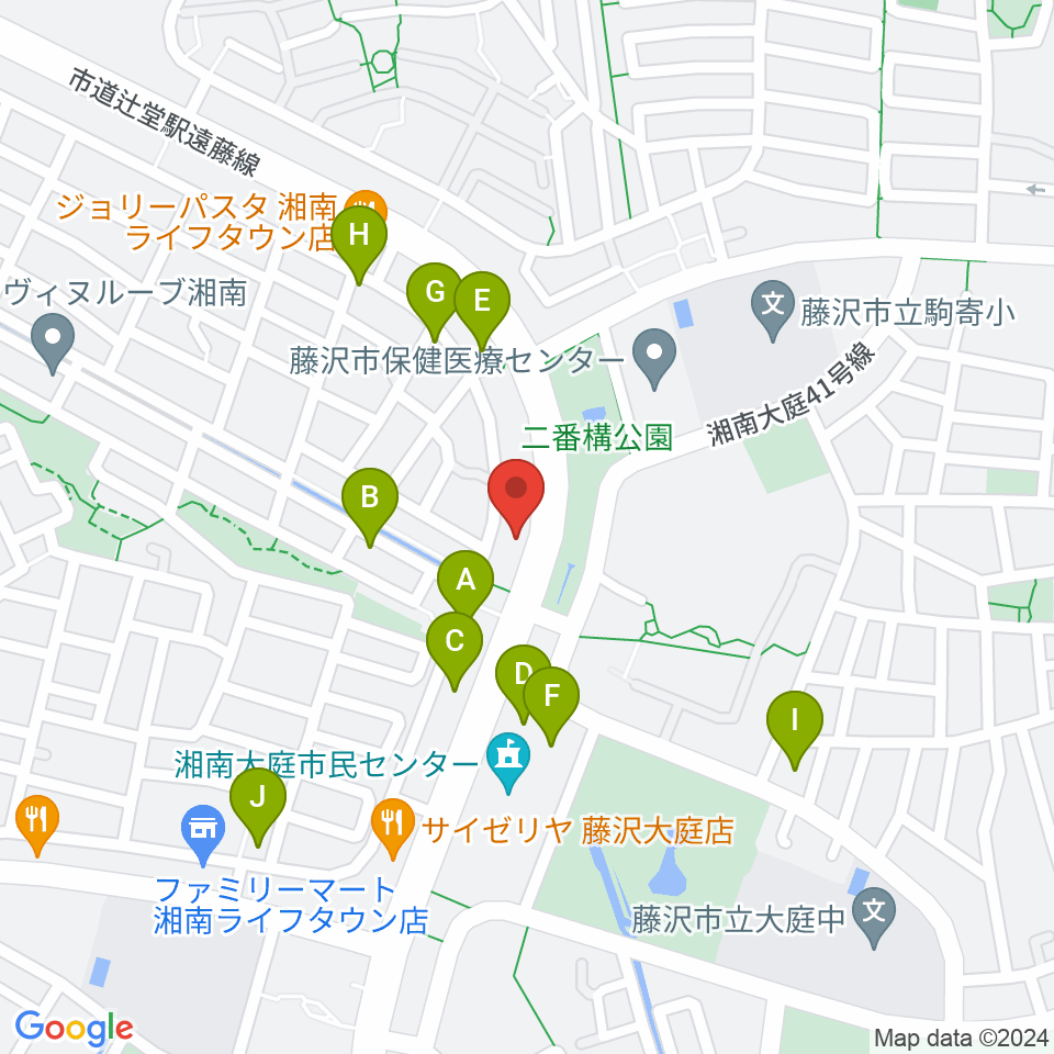 湘南ライフタウンセンター ヤマハミュージック周辺の駐車場・コインパーキング一覧地図