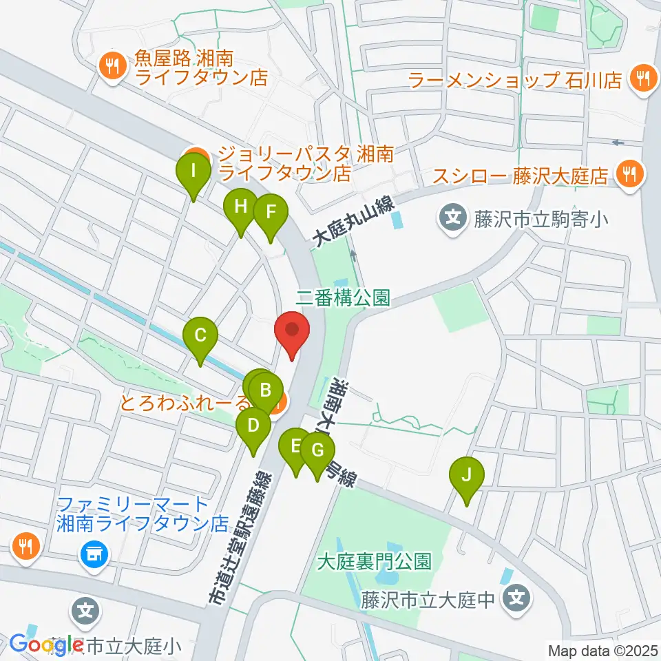 湘南ライフタウンセンター ヤマハミュージック周辺の駐車場・コインパーキング一覧地図