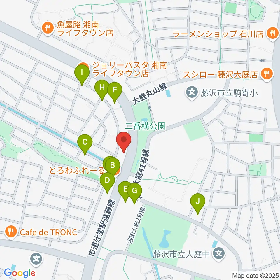 湘南ライフタウンセンター ヤマハミュージック周辺の駐車場・コインパーキング一覧地図