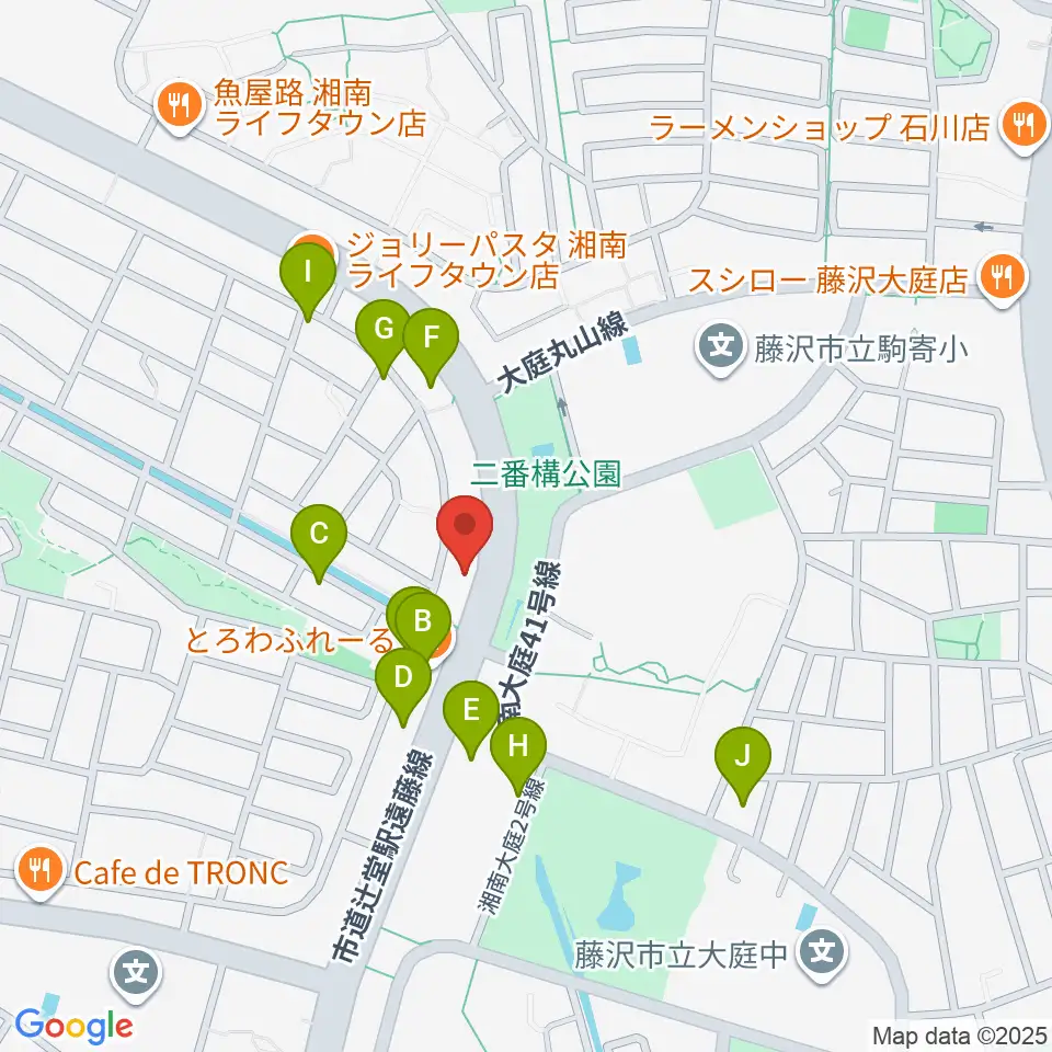 湘南ライフタウンセンター ヤマハミュージック周辺の駐車場・コインパーキング一覧地図