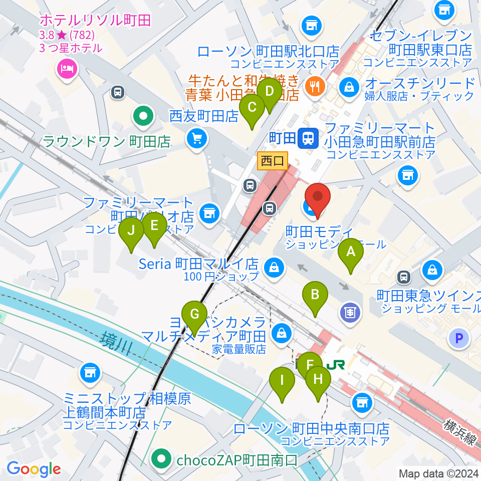 クロサワ楽器町田店周辺の駐車場・コインパーキング一覧地図