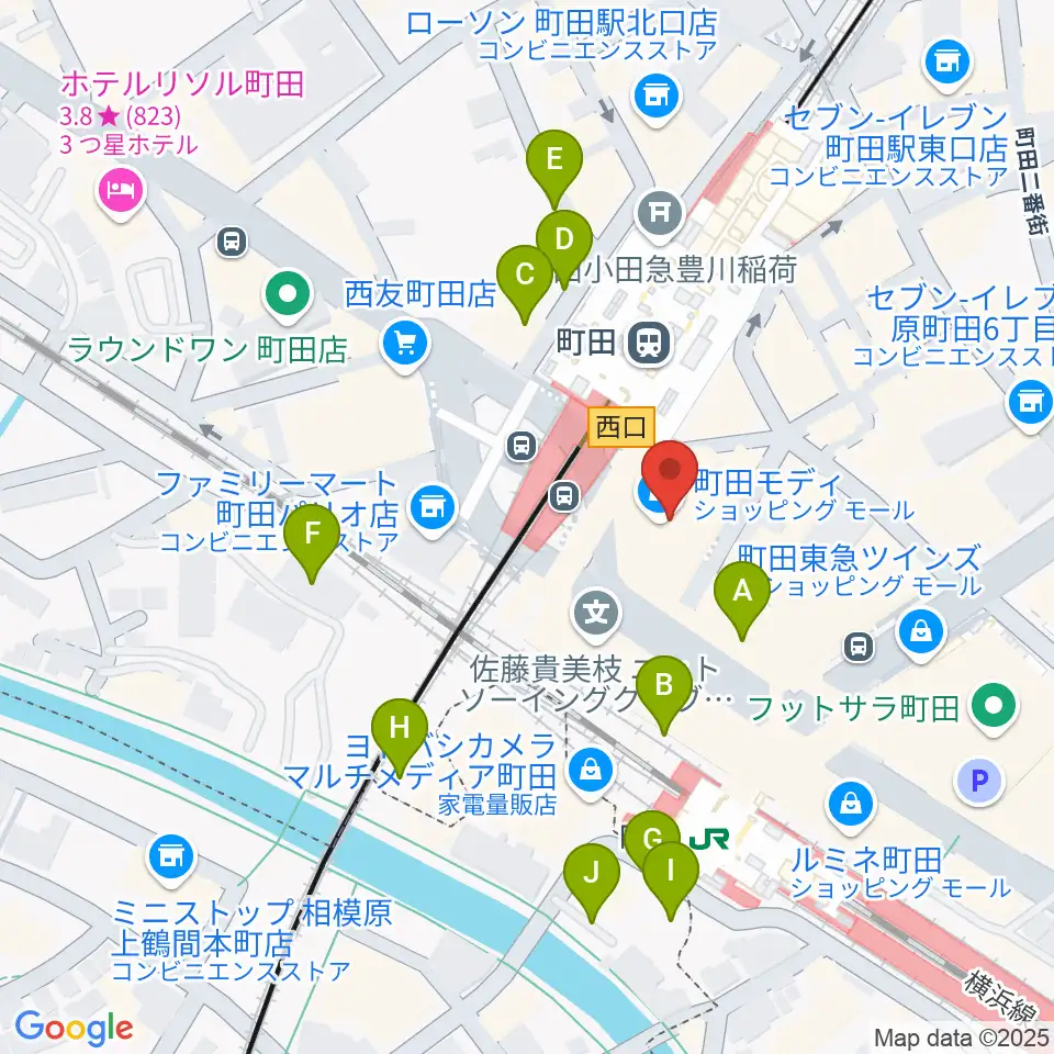 クロサワ楽器町田店周辺の駐車場・コインパーキング一覧地図