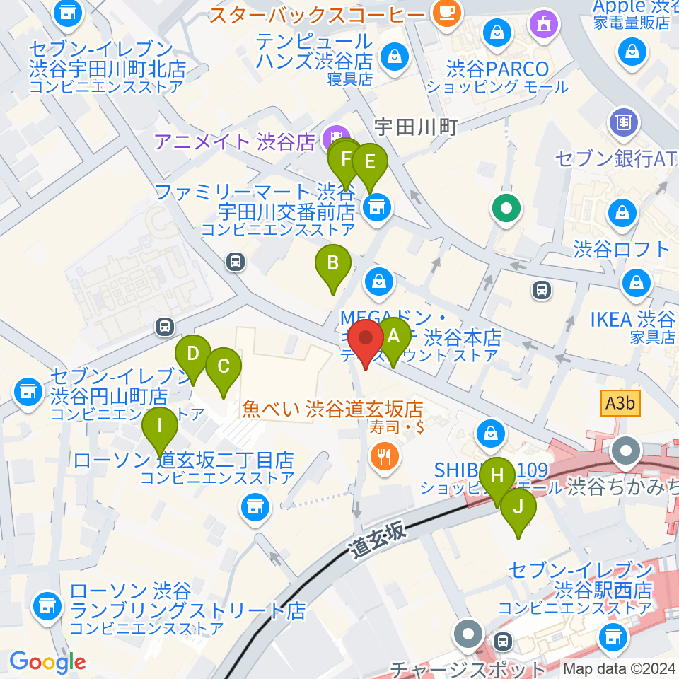 クロサワ楽器 G-CLUB SHIBUYA周辺の駐車場・コインパーキング一覧地図