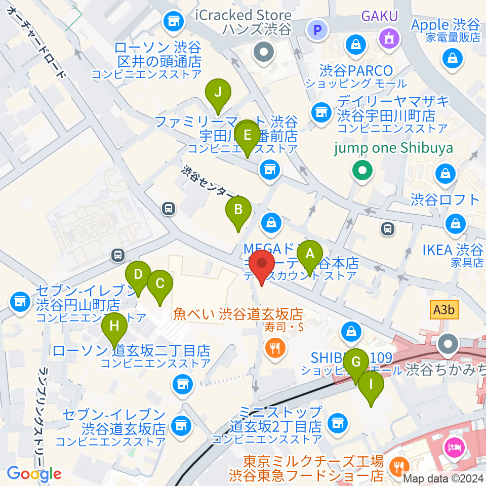 クロサワ楽器 G-CLUB SHIBUYA周辺の駐車場・コインパーキング一覧地図