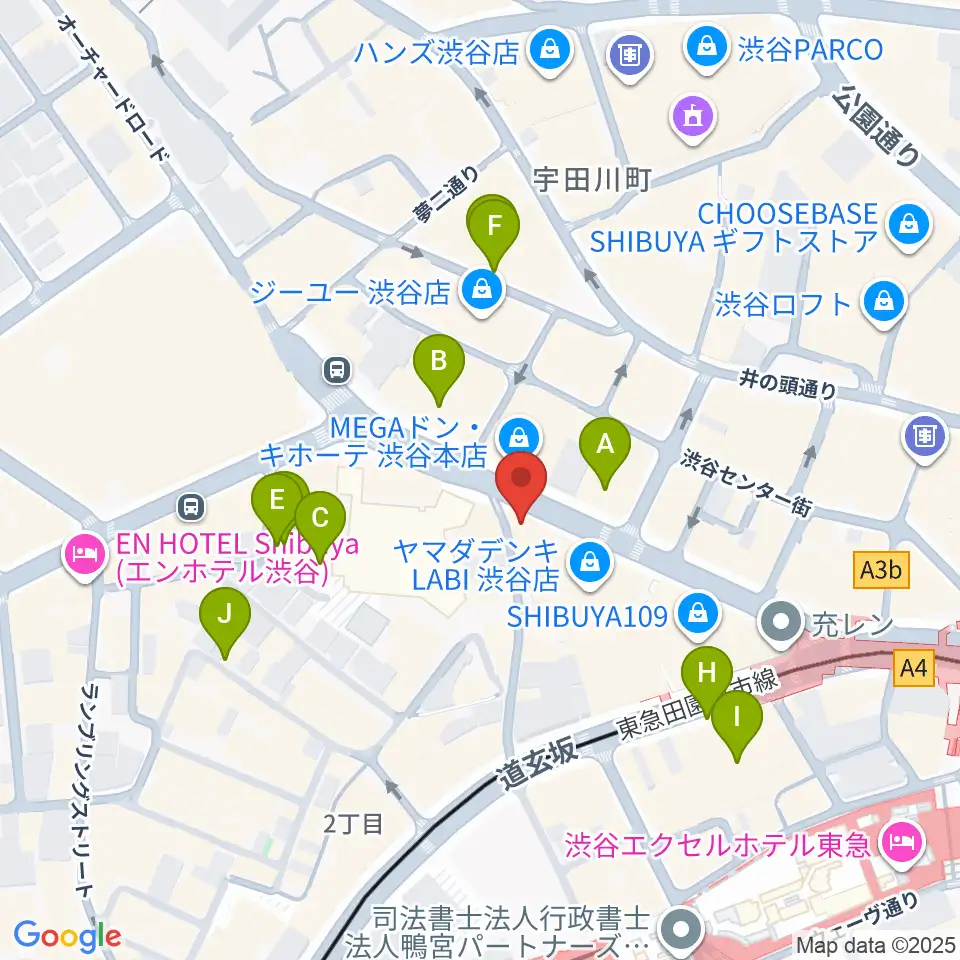 クロサワ楽器 G-CLUB SHIBUYA周辺の駐車場・コインパーキング一覧地図