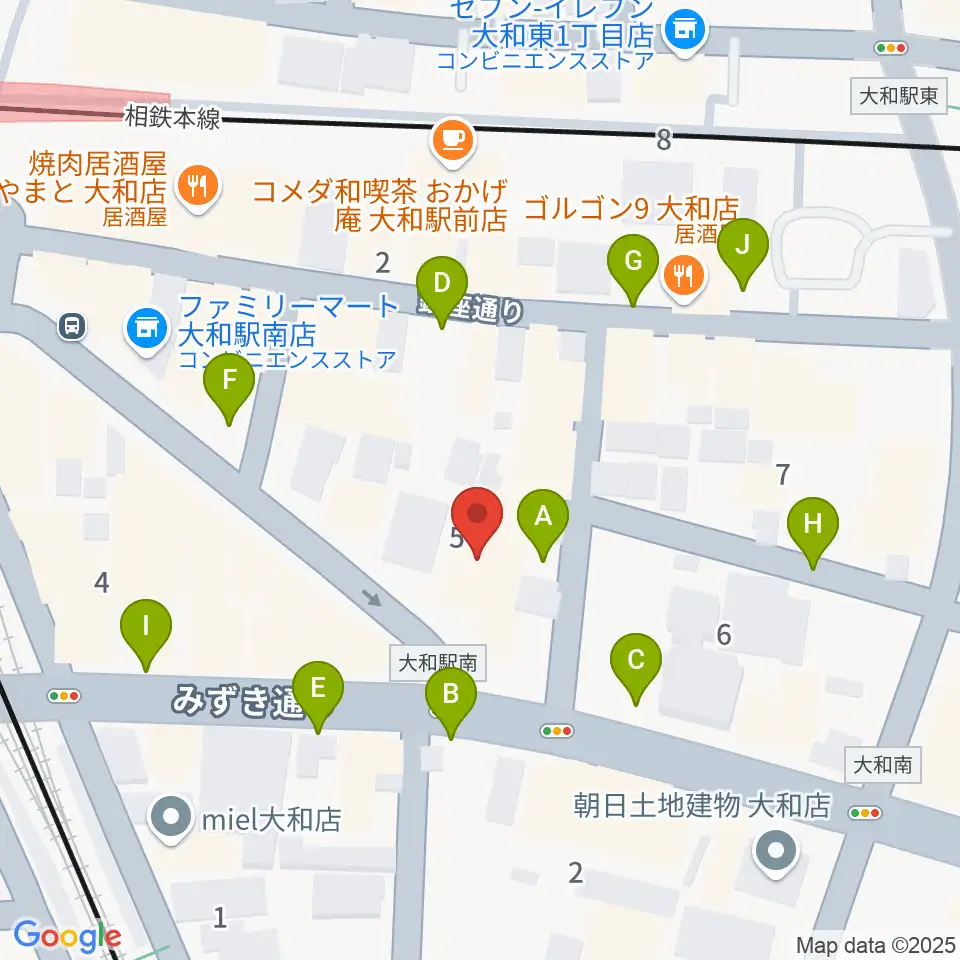 ユニスタイル大和 ヤマハミュージック周辺の駐車場・コインパーキング一覧地図