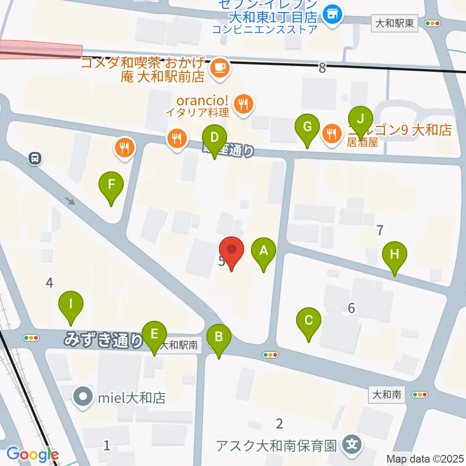 ユニスタイル大和 ヤマハミュージック周辺の駐車場・コインパーキング一覧地図