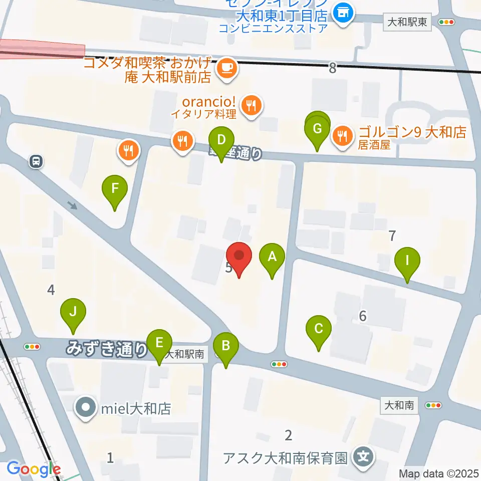 ユニスタイル大和 ヤマハミュージック周辺の駐車場・コインパーキング一覧地図