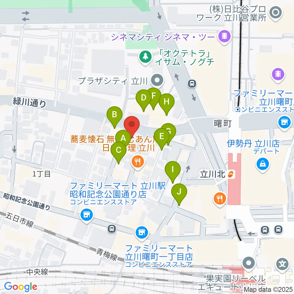 宮地楽器ミュージックスクエア立川周辺の駐車場・コインパーキング一覧地図