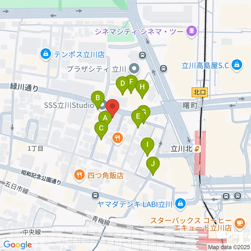 宮地楽器ミュージックスクエア立川周辺の駐車場・コインパーキング一覧地図