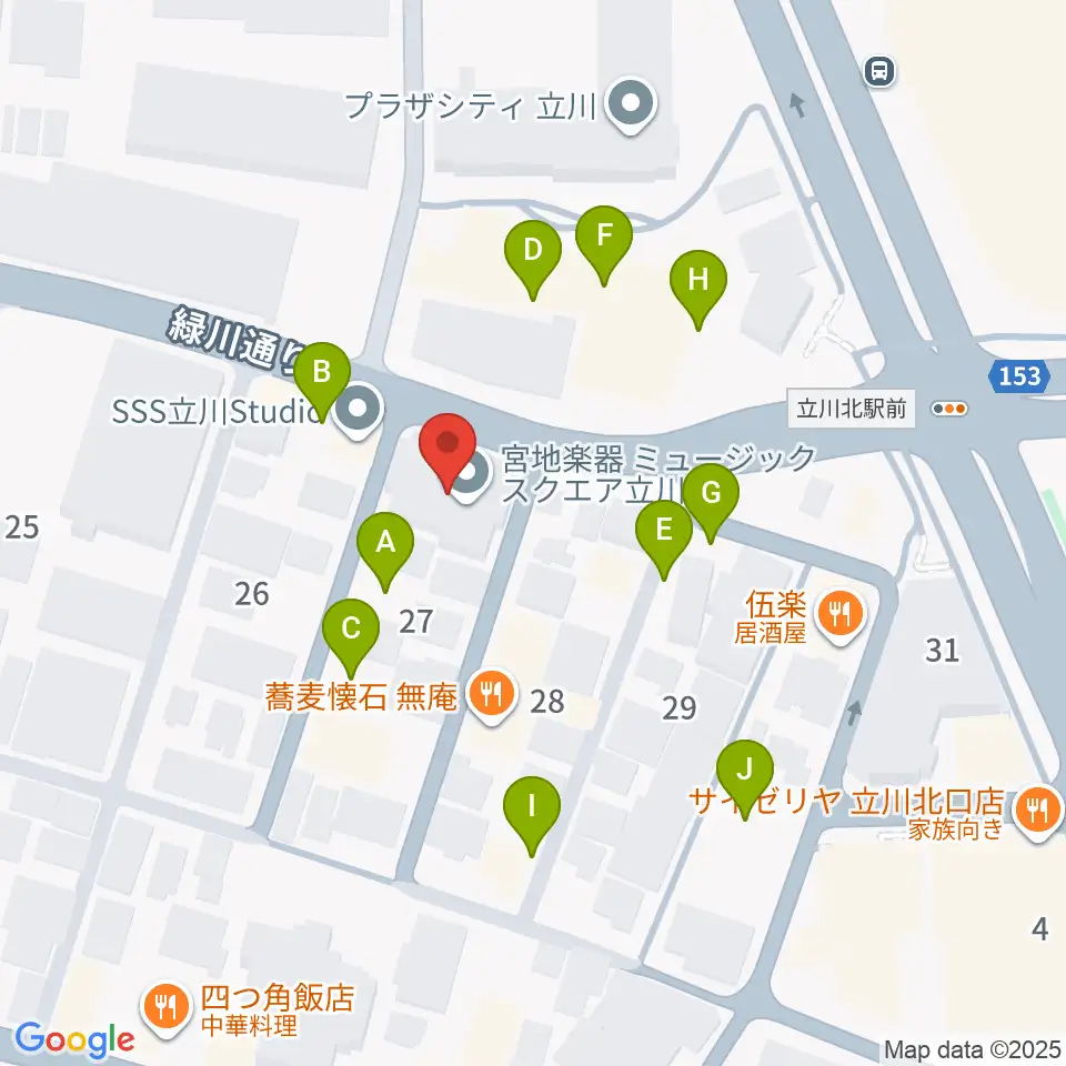 宮地楽器ミュージックスクエア立川周辺の駐車場・コインパーキング一覧地図