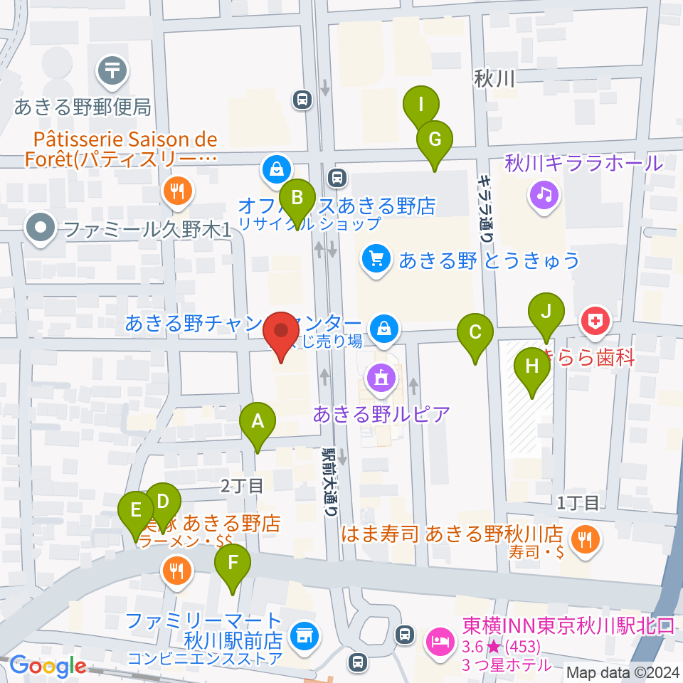 宮地楽器 あきる野センター周辺の駐車場・コインパーキング一覧地図