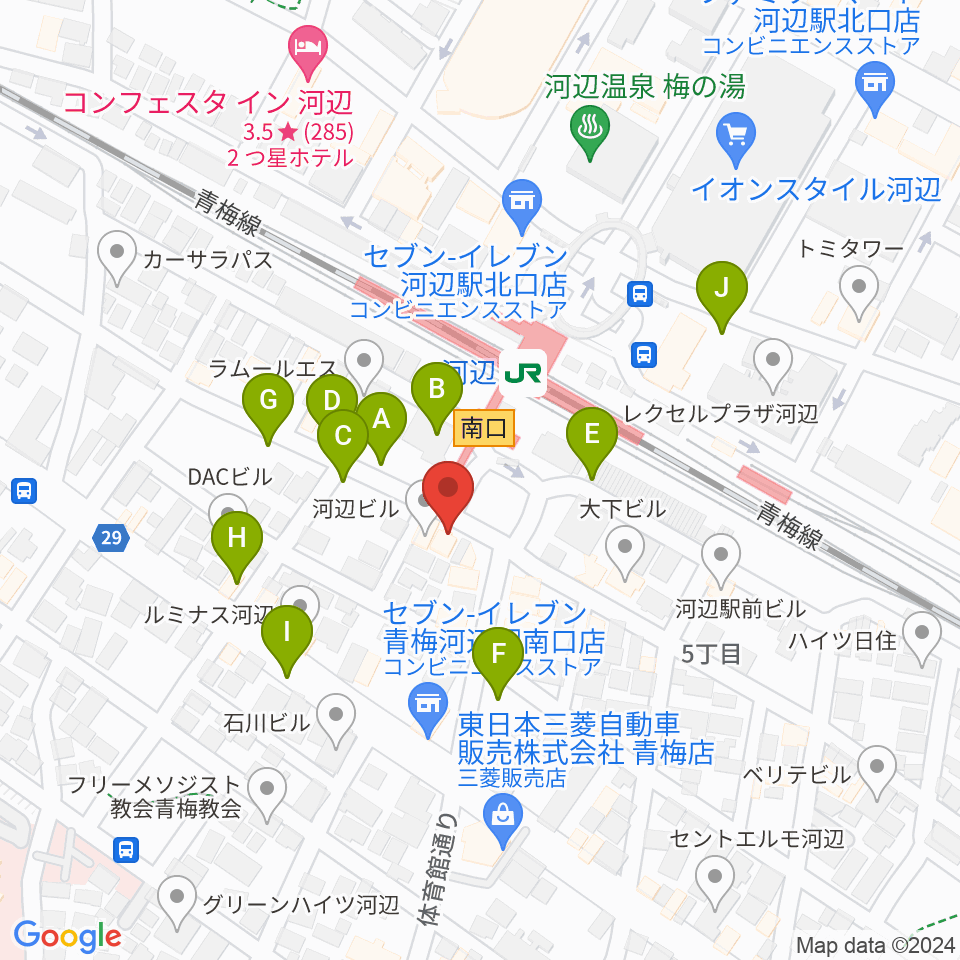 宮地楽器 河辺センター周辺の駐車場・コインパーキング一覧地図