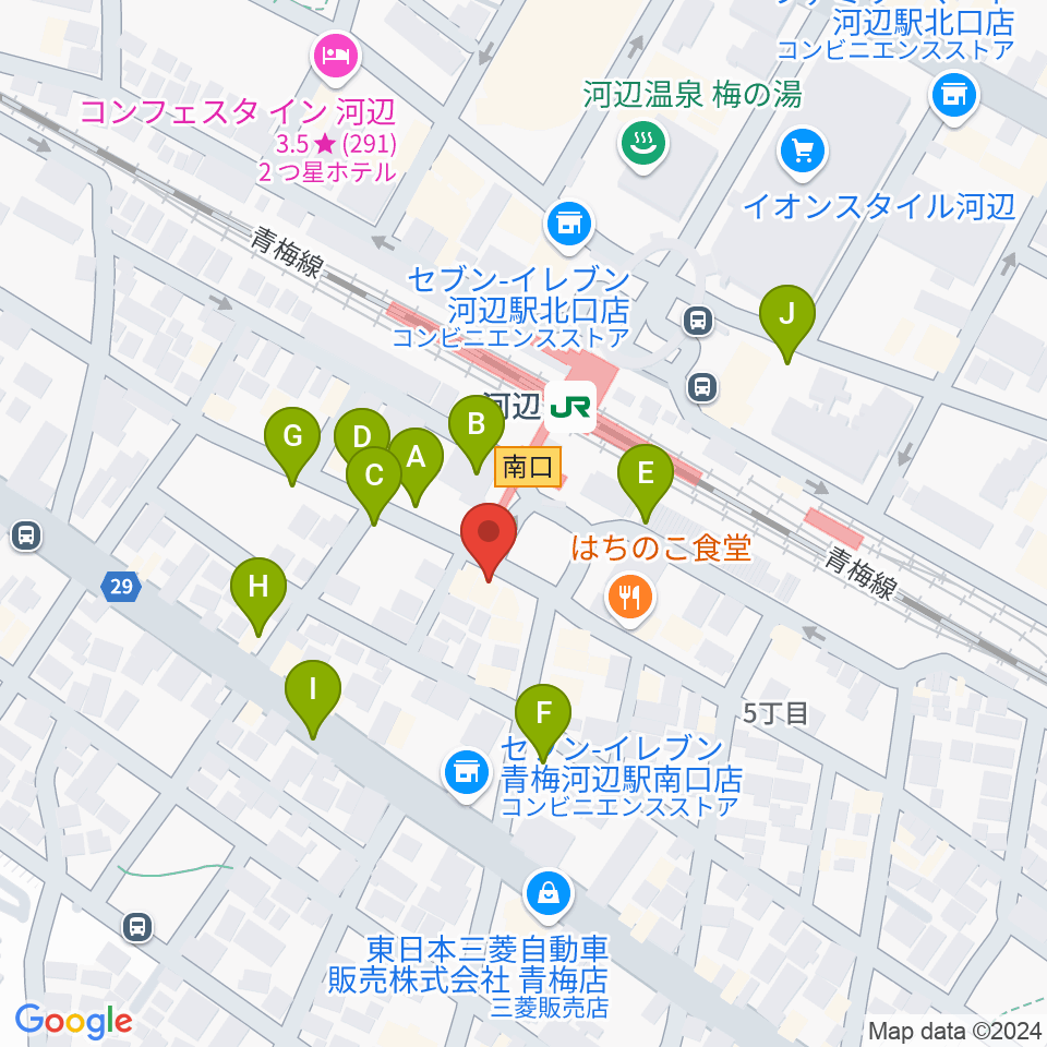 宮地楽器 河辺センター周辺の駐車場・コインパーキング一覧地図