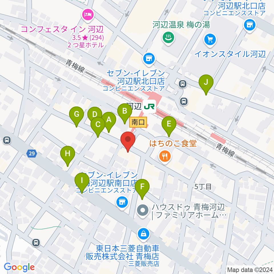 宮地楽器 河辺センター周辺の駐車場・コインパーキング一覧地図