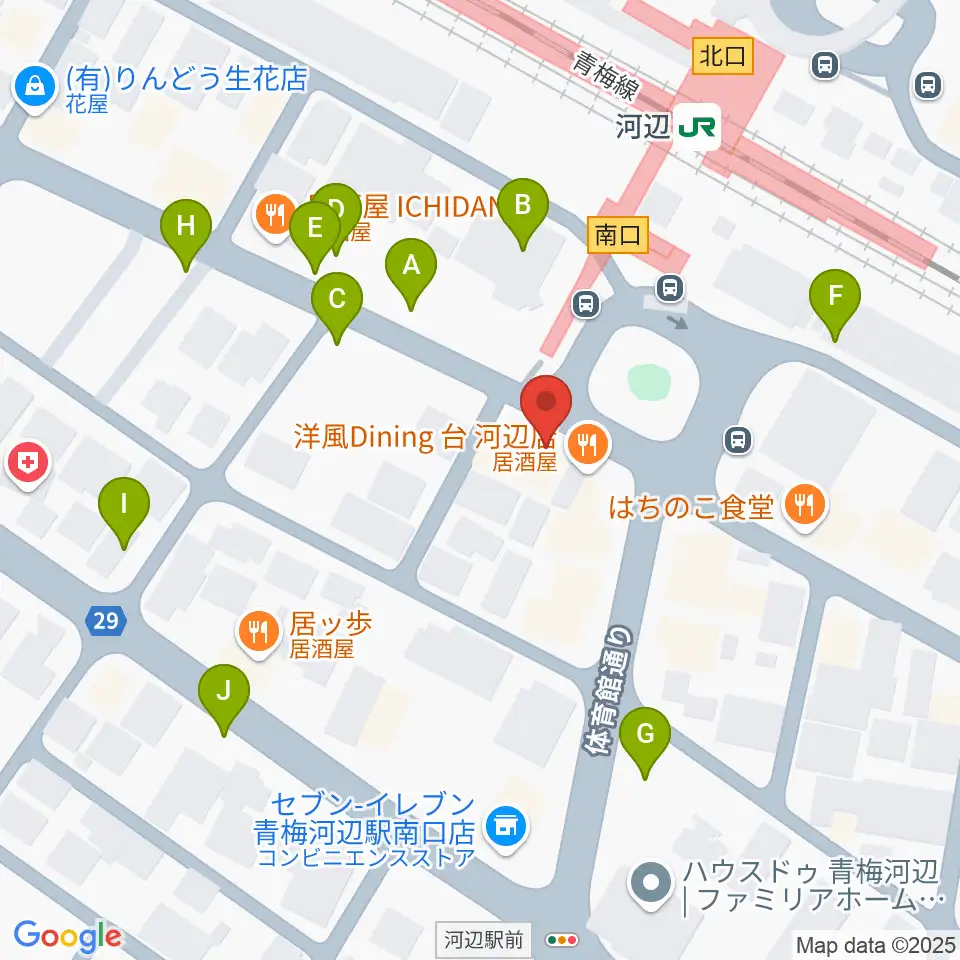 宮地楽器 河辺センター周辺の駐車場・コインパーキング一覧地図