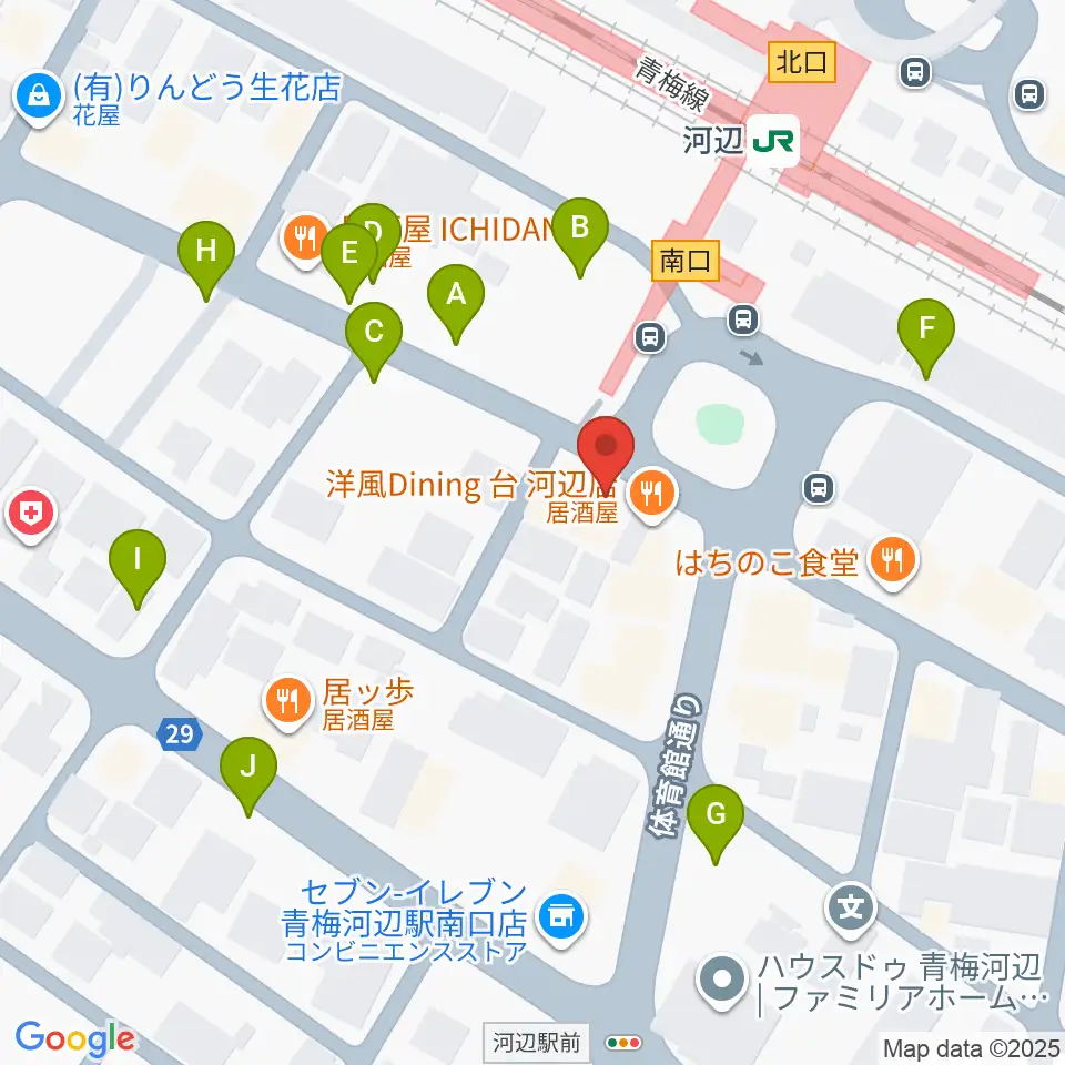 宮地楽器 河辺センター周辺の駐車場・コインパーキング一覧地図