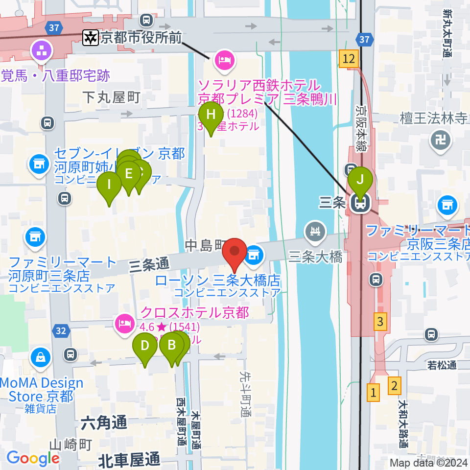 三条音楽院周辺の駐車場・コインパーキング一覧地図