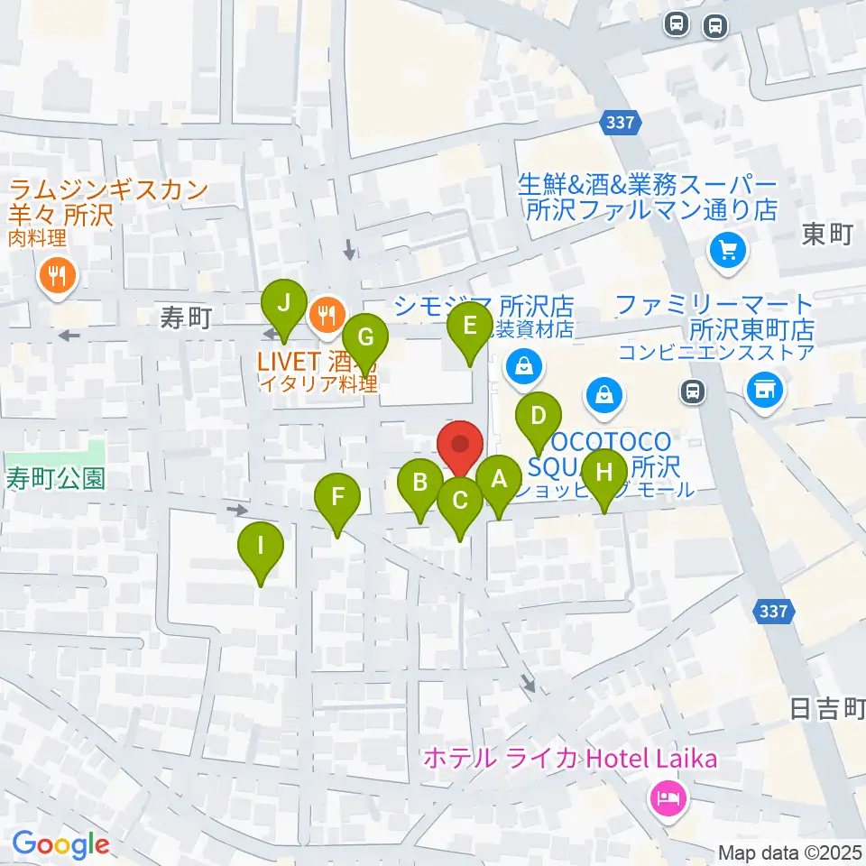 ユニスタイル所沢 ヤマハミュージック周辺の駐車場・コインパーキング一覧地図
