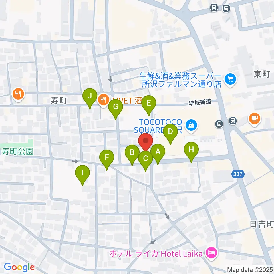 ユニスタイル所沢 ヤマハミュージック周辺の駐車場・コインパーキング一覧地図