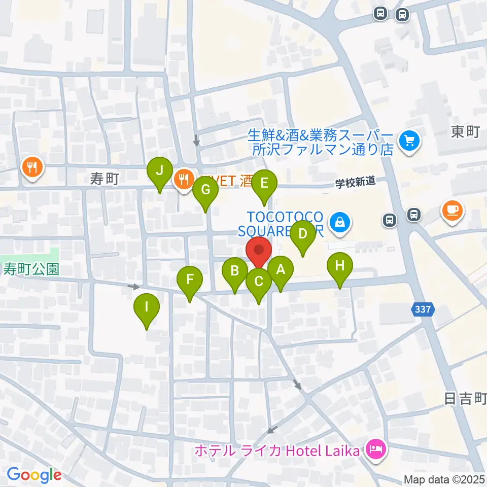 ユニスタイル所沢 ヤマハミュージック周辺の駐車場・コインパーキング一覧地図