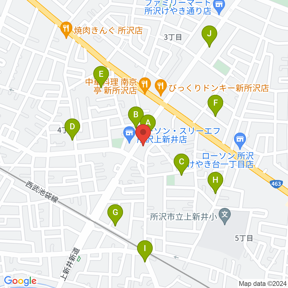 ユニスタイル小手指 ヤマハミュージック周辺の駐車場・コインパーキング一覧地図
