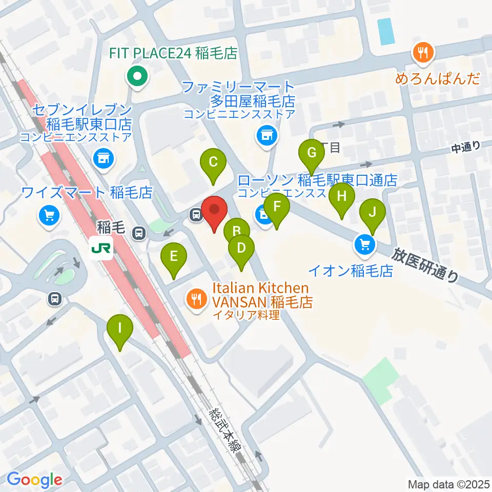 ミュージックアベニュー稲毛 ヤマハミュージック周辺の駐車場・コインパーキング一覧地図