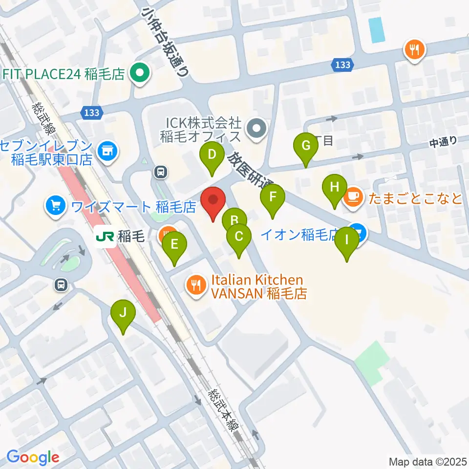 ミュージックアベニュー稲毛 ヤマハミュージック周辺の駐車場・コインパーキング一覧地図
