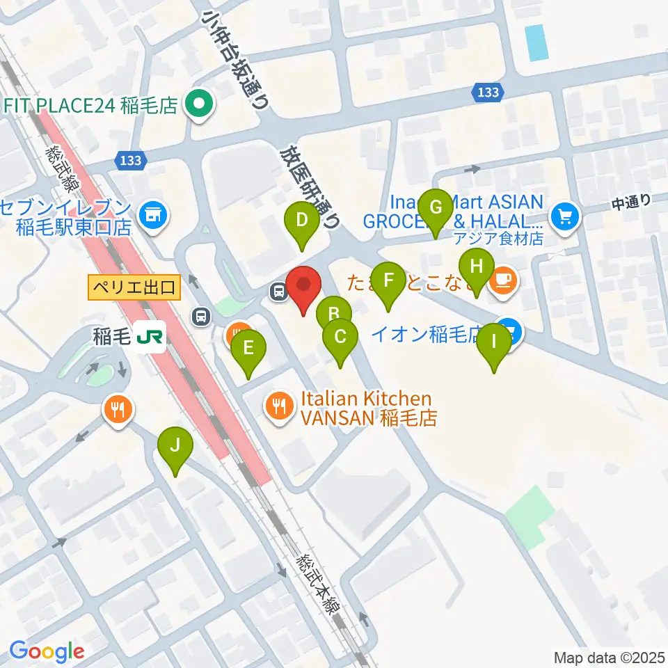ミュージックアベニュー稲毛 ヤマハミュージック周辺の駐車場・コインパーキング一覧地図