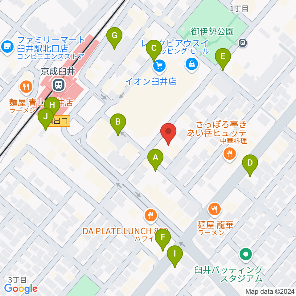 伊藤楽器 臼井センター周辺の駐車場・コインパーキング一覧地図