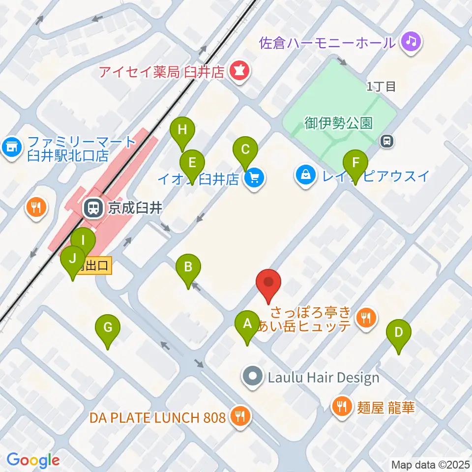 伊藤楽器 臼井センター周辺の駐車場・コインパーキング一覧地図