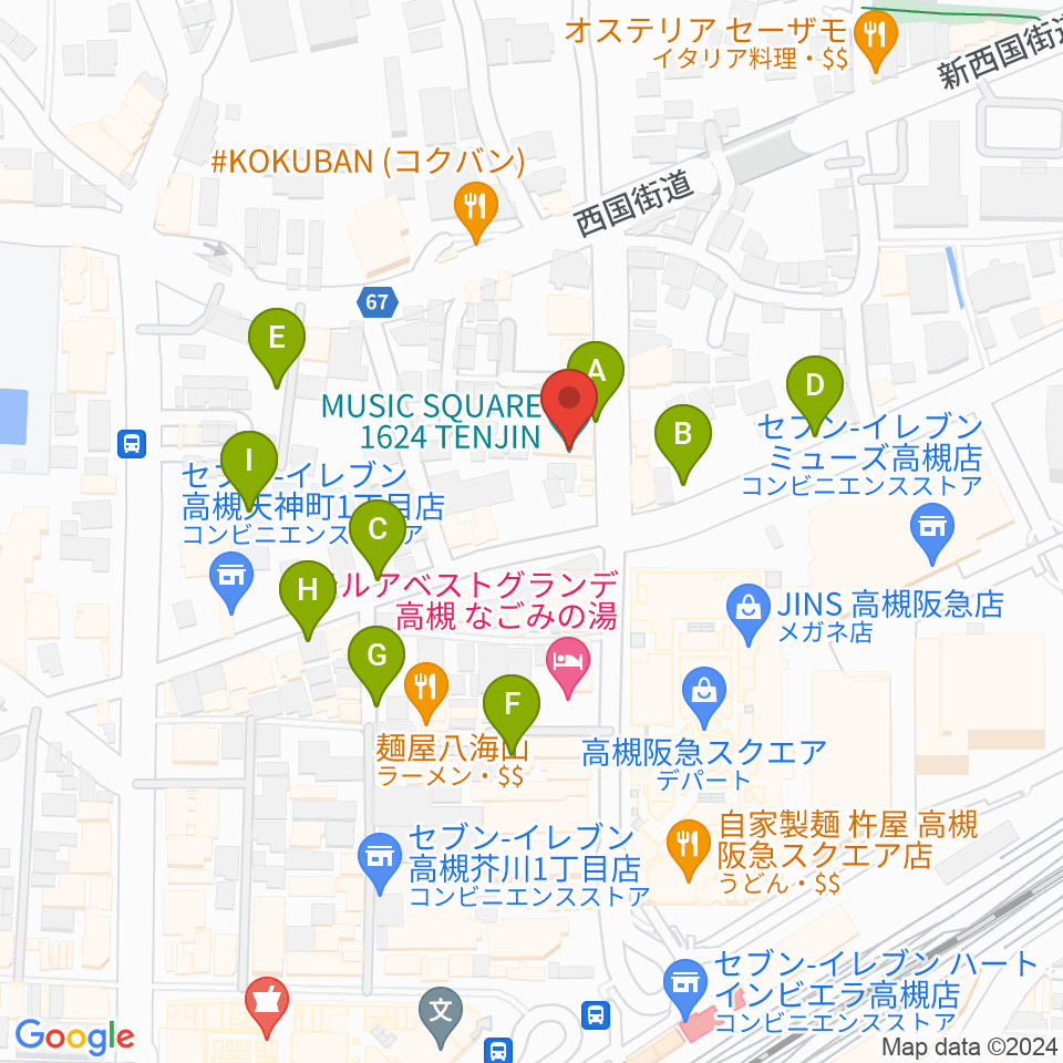 MUSIC SQUARE 1624 TENJIN周辺の駐車場・コインパーキング一覧地図