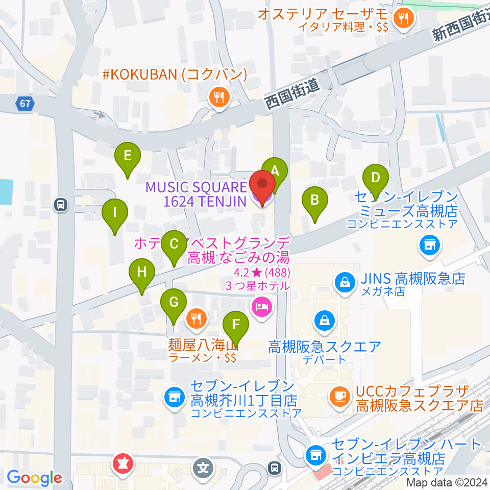 MUSIC SQUARE 1624 TENJIN周辺の駐車場・コインパーキング一覧地図