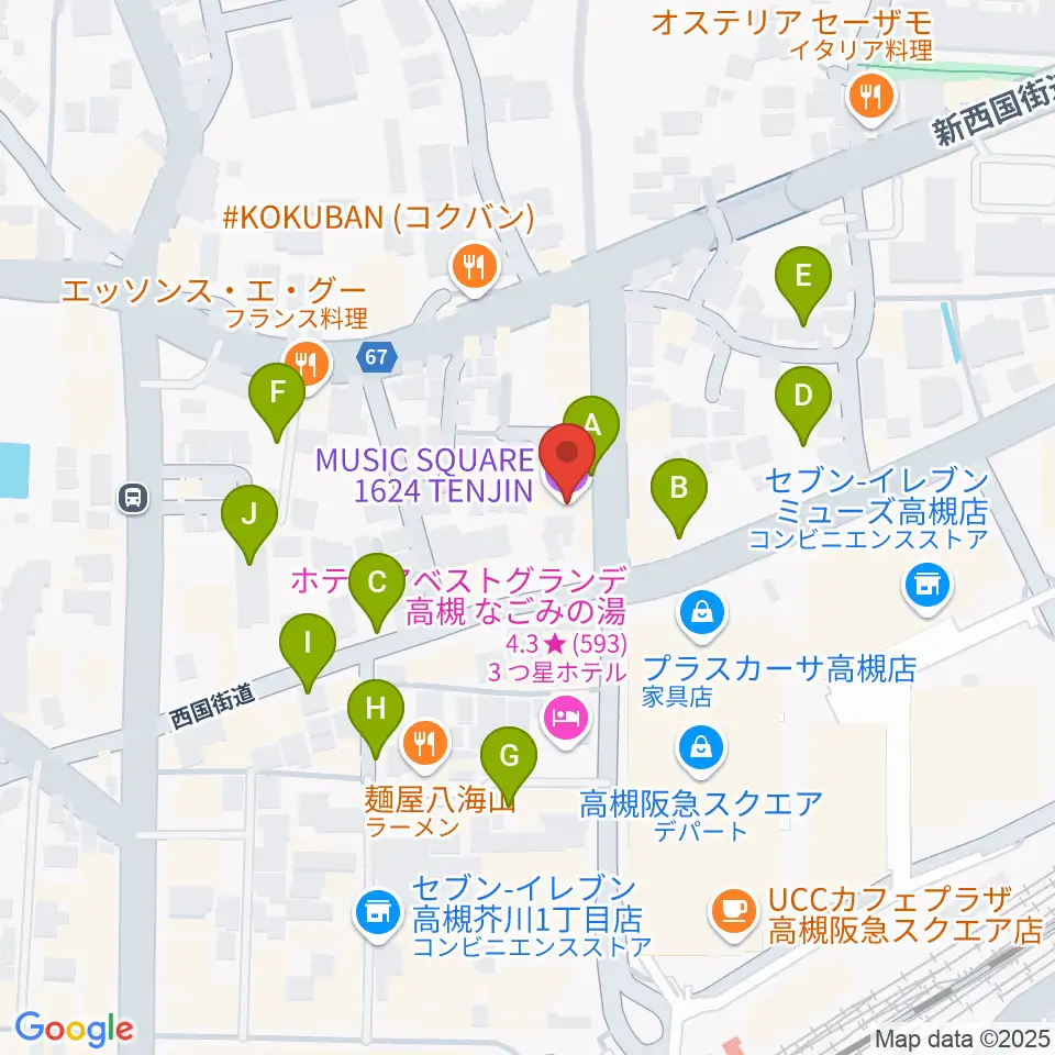 MUSIC SQUARE 1624 TENJIN周辺の駐車場・コインパーキング一覧地図