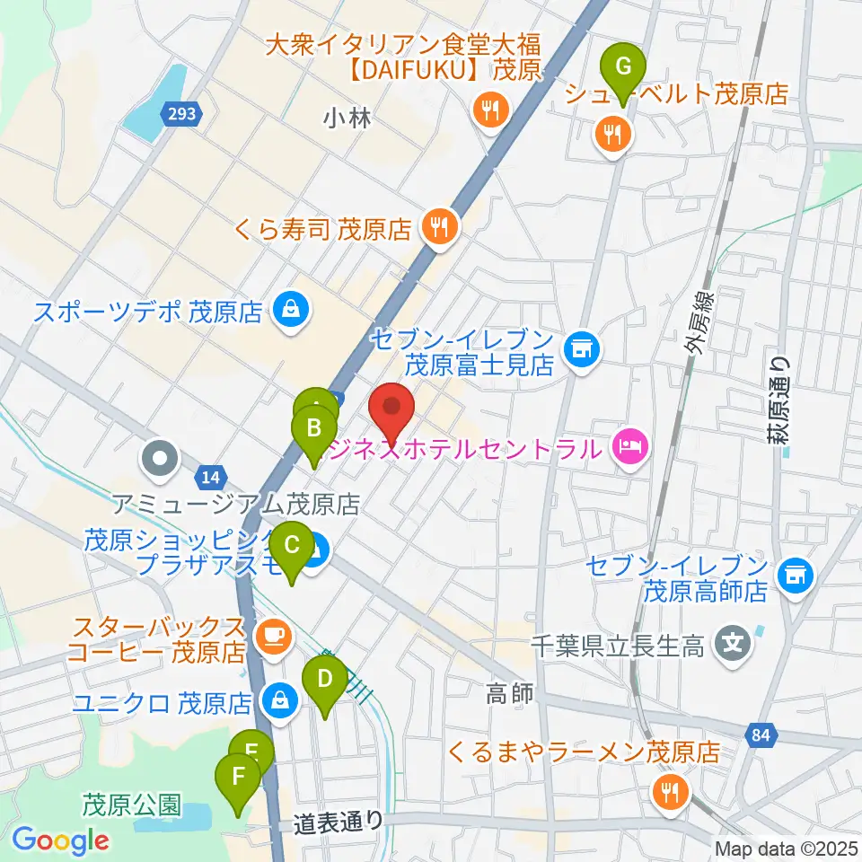 ユニスタイル茂原 ヤマハミュージック周辺の駐車場・コインパーキング一覧地図