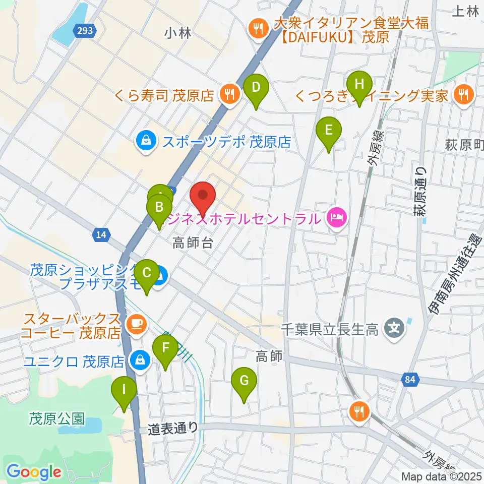 ユニスタイル茂原 ヤマハミュージック周辺の駐車場・コインパーキング一覧地図