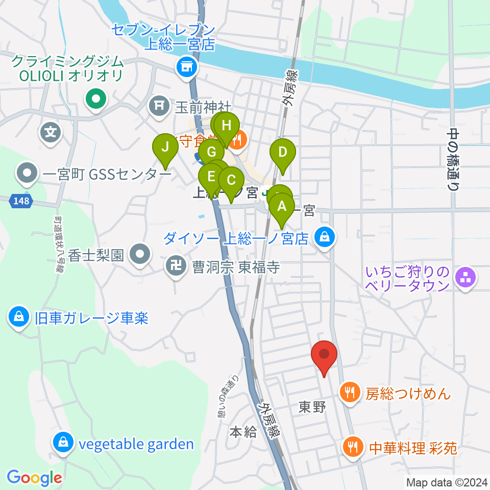 一宮センター ヤマハミュージック周辺の駐車場・コインパーキング一覧地図