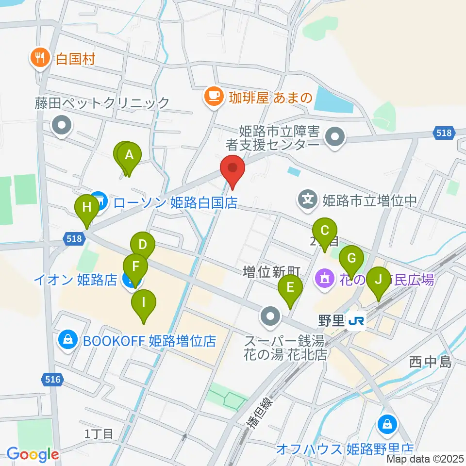 文化堂 北姫路センター周辺の駐車場・コインパーキング一覧地図