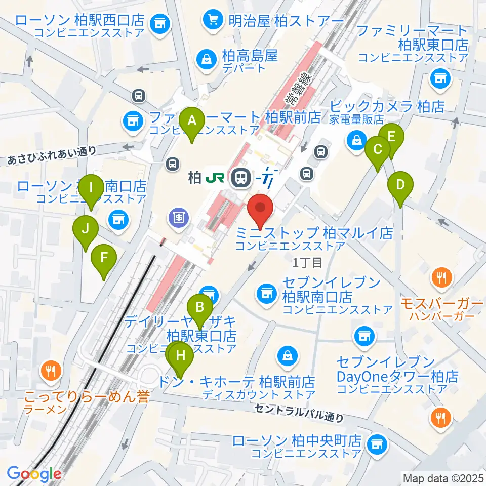 ヤマノミュージックセンター柏駅前周辺の駐車場・コインパーキング一覧地図