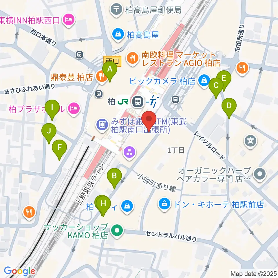 ヤマノミュージックセンター柏駅前周辺の駐車場・コインパーキング一覧地図