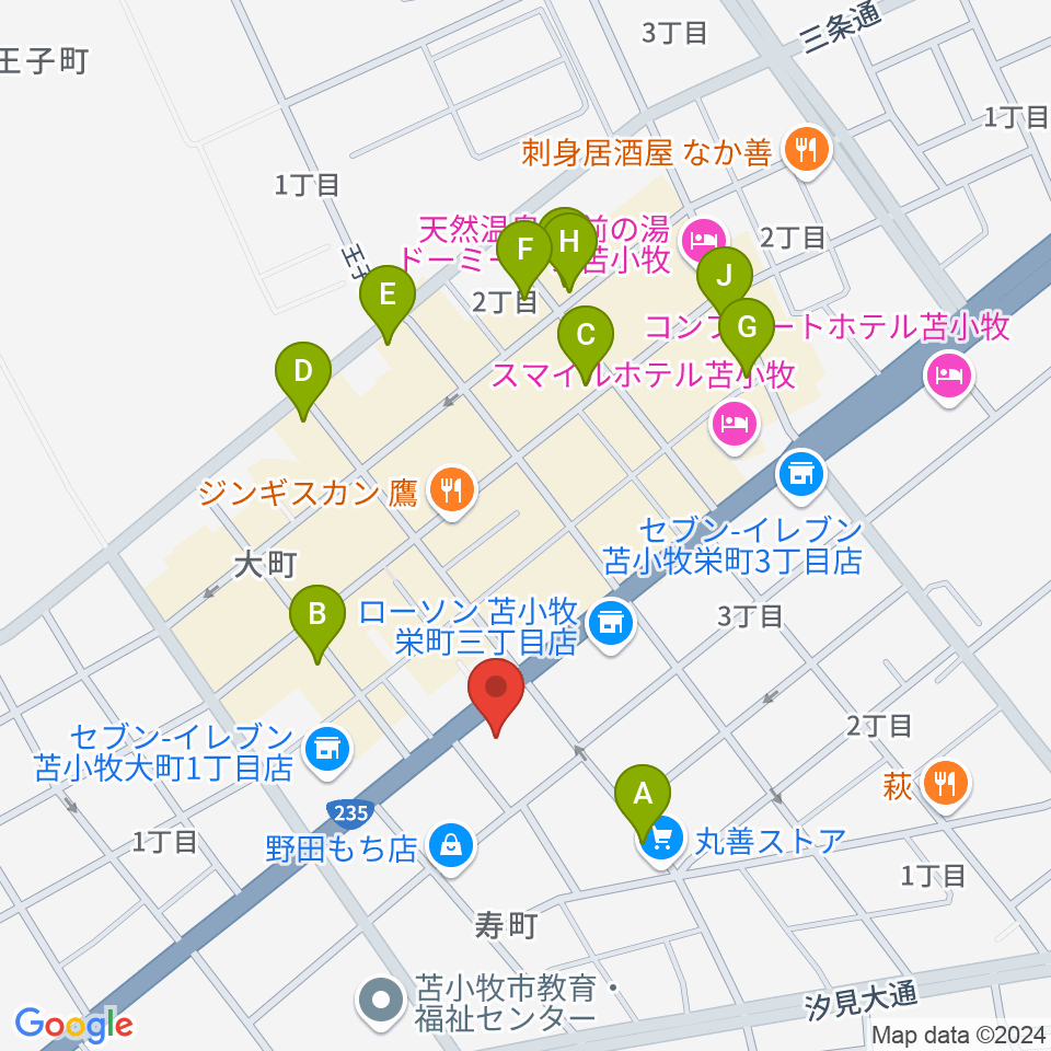 エルム楽器 苫小牧支店周辺の駐車場・コインパーキング一覧地図