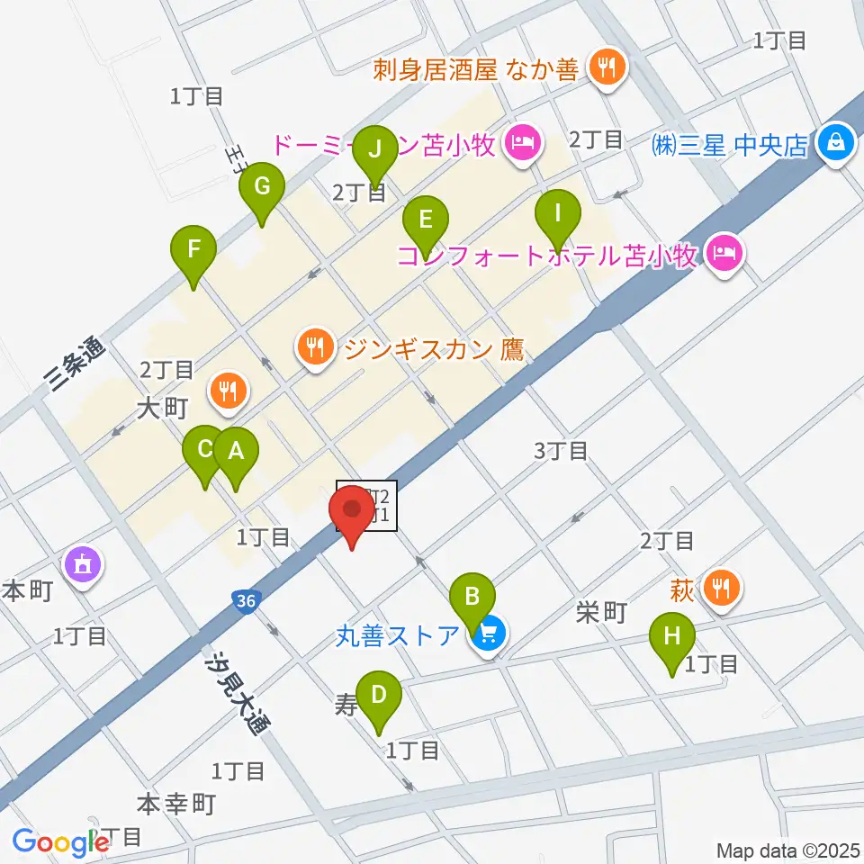 エルム楽器 苫小牧支店周辺の駐車場・コインパーキング一覧地図
