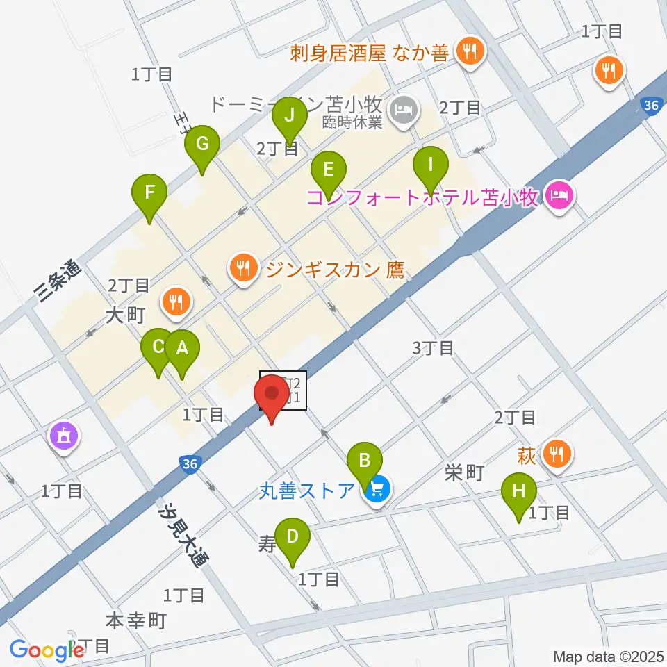 エルム楽器 苫小牧支店周辺の駐車場・コインパーキング一覧地図