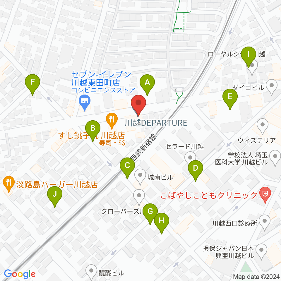 川越DEPARTURE周辺の駐車場・コインパーキング一覧地図