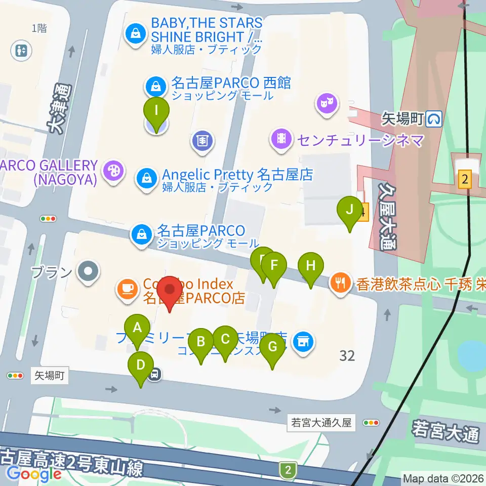 ロッキン名古屋栄店 周辺の駐車場 コインパーキング一覧マップ