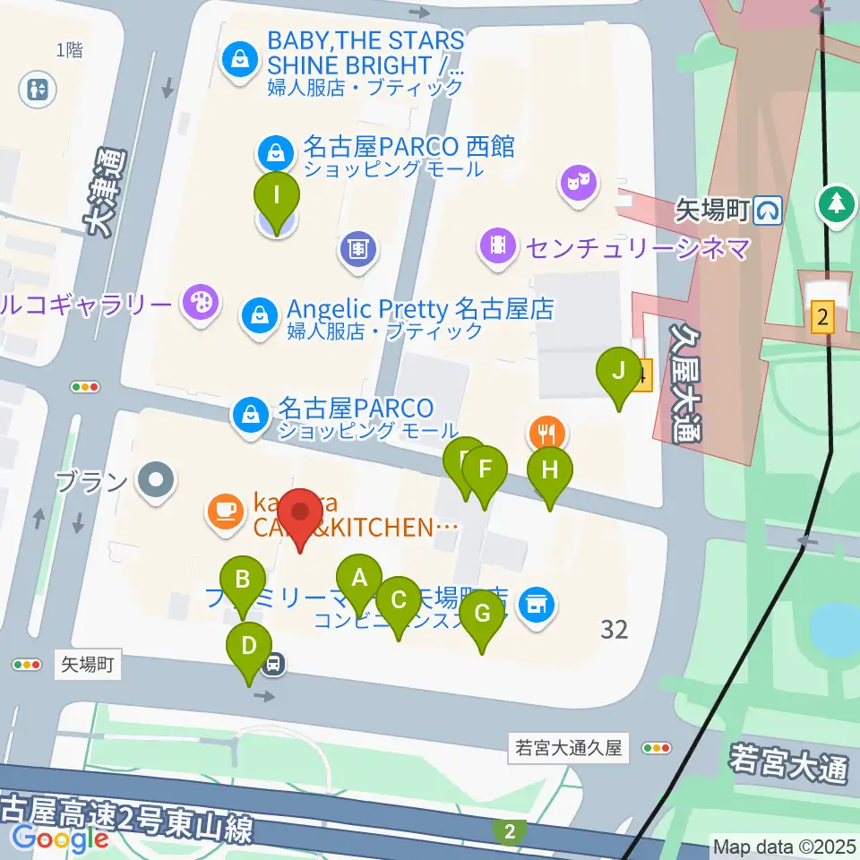 ロッキン名古屋栄店周辺の駐車場・コインパーキング一覧地図