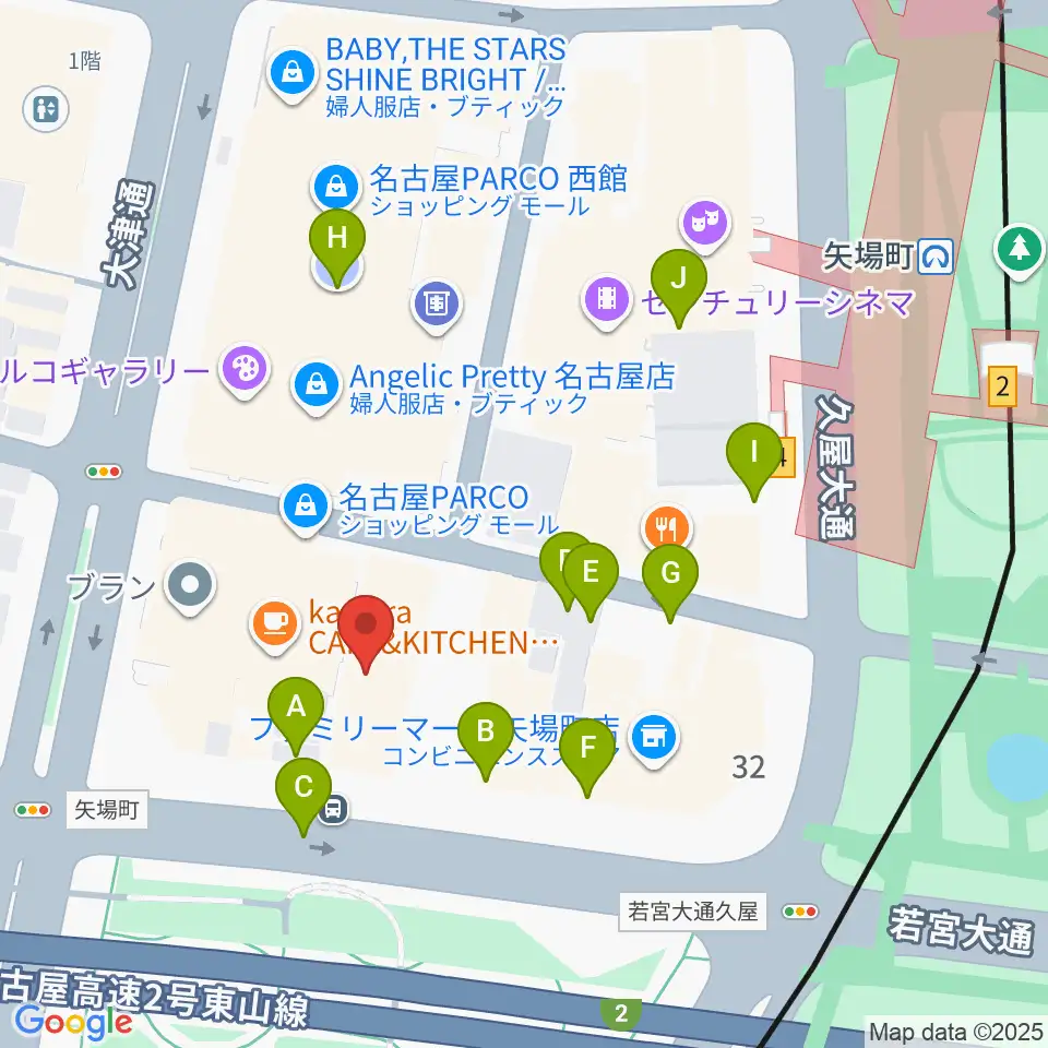 ロッキン名古屋栄店周辺の駐車場・コインパーキング一覧地図