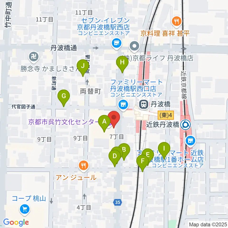 京都市呉竹文化センター周辺の駐車場・コインパーキング一覧地図